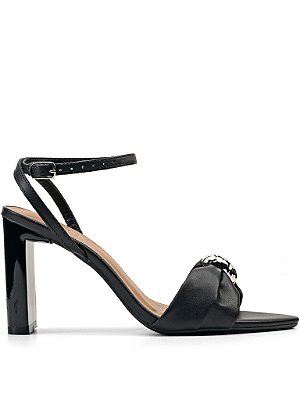 Sandália Preto Ayla Salto Tábua Bico Folha