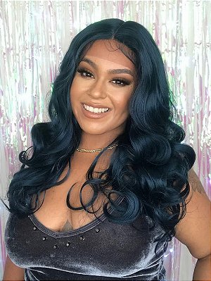Lace Front Gaby Janet Collection Midnight Blue Azul Ondulada 65cm