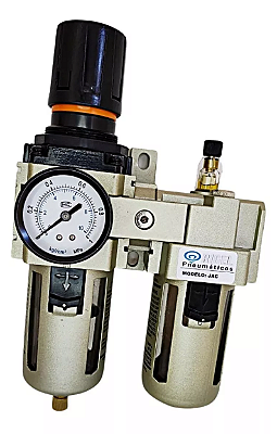 Conjunto Lubrifil - Filtro Regulador e Lubrificador 1/2 Bsp p/ até 10 Bar com Suporte e Manômetro