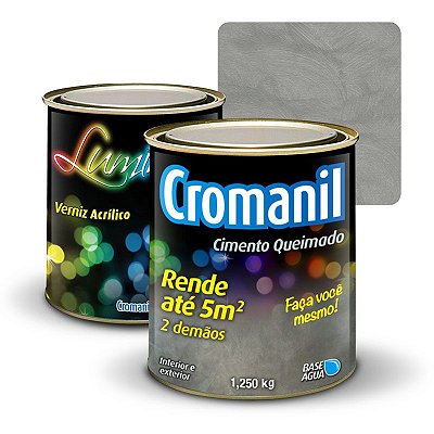 KIT Cimento Queimado 1/4 + Verniz Acrílico 900ml - Cor TRADICIONAL