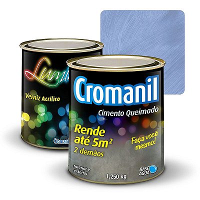 KIT 1 Cimento Queimado 1 lata 1/4 + 1 Verniz lata 900ml - Cor JEANS ESTONADO