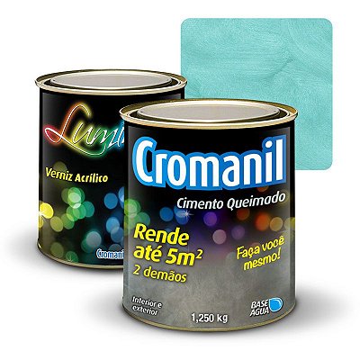 KIT 1 Cimento Queimado 1 lata 1/4 + 1 Verniz lata 900ml - Cor TURQUESA
