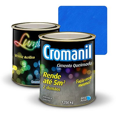KIT 1 Cimento Queimado 1 lata 1/4  + 1 Verniz lata  900ml - Cor ANIL