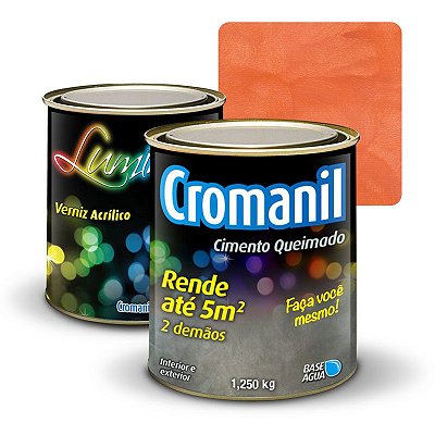 KIT 1 Cimento Queimado 1 lata 1/4 + 1 Verniz lata 900ml - Cor ENFERRUJADO