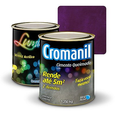 KIT Cimento Queimado 1 lata 1/4 + 1 Verniz 900ml - Cor BERINJELA