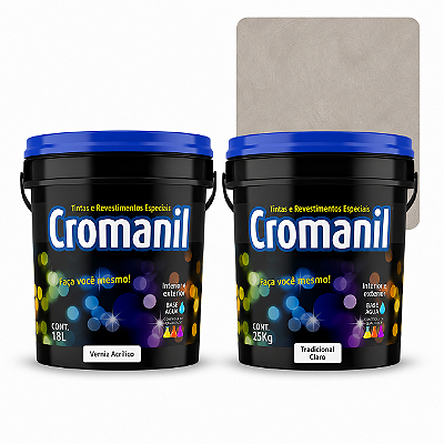 Kit Cimento Queimado Cromanil Tradicional Claro Balde 25kg + Verniz Acrílico Premium 18L