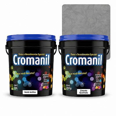 Kit Cimento Queimado Cromanil Tradicional Balde 25kg + Verniz Acrílico Premium 18L