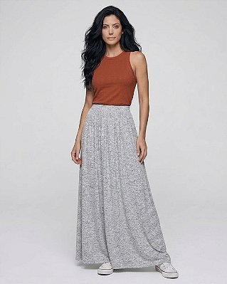 Saia Longa Feminina em Viscose Cós Alto