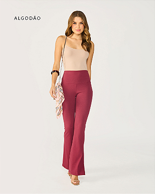 Calça Feminina Flare em Algodão Cintura Alta