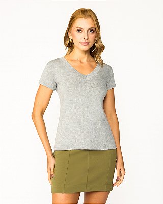 Blusa Feminina Algodão Decote V