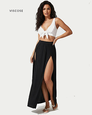 Saia Longa Feminina com Fenda Lateral em Viscose