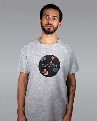 Camiseta Masculina Cinza Circle Raccon