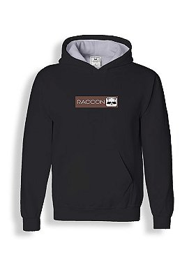Casaco Moletom Preto Logo Raccon