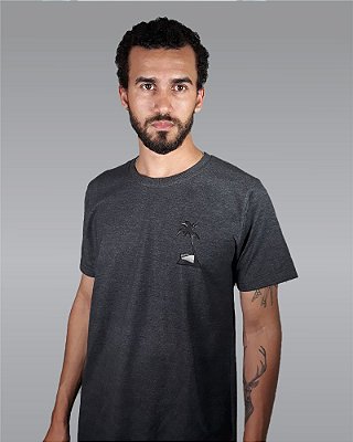 Camiseta Masculina Preta Mesclada Coqueiro RACCON