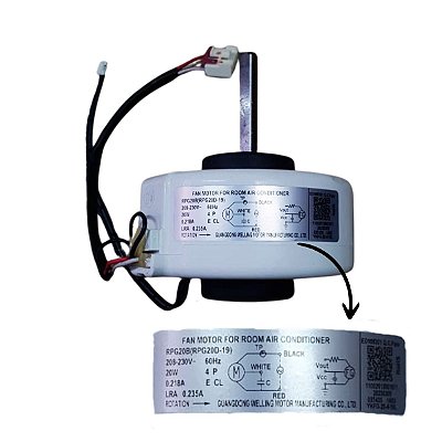 Motor Ventilador Evaporadora 7 a 12.000BTU HI WALL YKFG-20-4-10L-2 SPRINGER MIDEA 11002012A01231