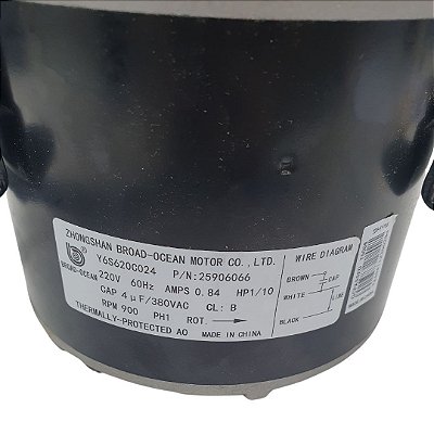 Motor Ventilador Condensadora 22 A 36.000 AC 1/10CV 220V 60Hz 25906066/25906084 SPRINGER MIDEA