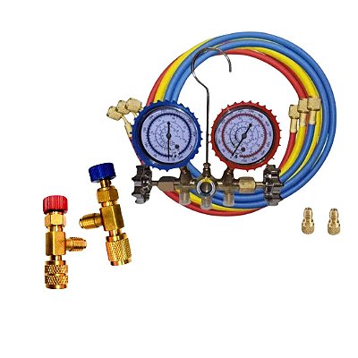 Manifold R22/R410A/134/407 c/Adapt p/Mag R410 EOLO + Válvula sem Perda de Fluido 1/4 e 5/16