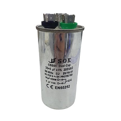 Capacitor Duplo Permanente 35+5UF 380V