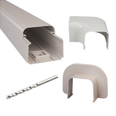Kit Canaleta P/Split Branca CB-60 1MT + Curva plana 90 + Passagem de parede ControlBox