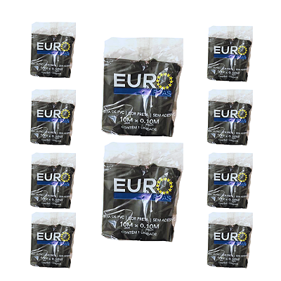 Kit Fita PVC 10m Preta - EUROFITAS - c/ 10un