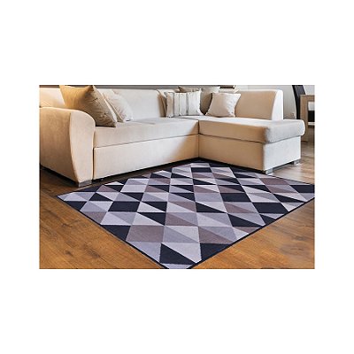 Tapete Macio Geométrico Verona-56 Chumbo e Preto 1,33 x 1,90