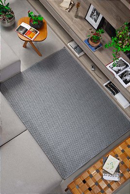 Tapete Sisal Antiderrapante Chevron Preto e Cinza - SV04 - 2,00x2,50