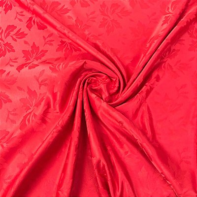 Tecido Jacquard Medalhão Viena Adamascado Vermelho