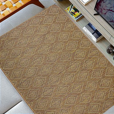 Tapete Sisal Antiderrapante Geometrico Tabaco S577 - 2,00x2,50