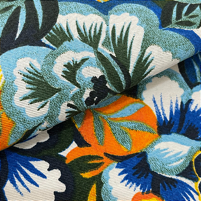 Tecido Para Área Externa Floral Tons de Amarelo e Azul Riviera II 169
