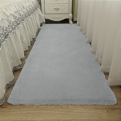 Tapete Pele de Coelho Wabby Touch Cinza 0,60x1,80 Metros