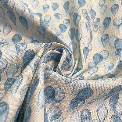 Tecido Acquablock Karsten Gotas Branco e Azul Acqua 01