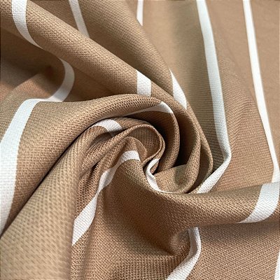 Tecido Acquablock Karsten Listrado Branco e Bege Acqua 08