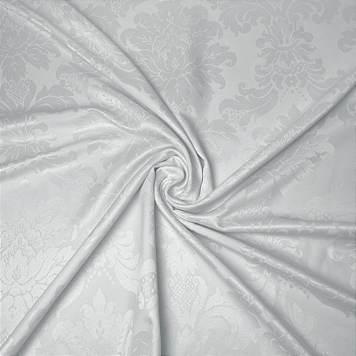 Tecido Jacquard Medalhão Branco Festiva 01