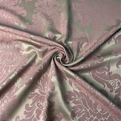 Tecido Jacquard Medalhão Rose e Dourado Festiva 13