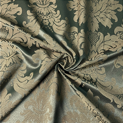 Tecido Jacquard Medalhão Verde Festiva 17