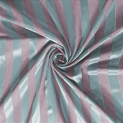 Tecido Jacquard Listrado Tiffany e Rosa Festiva 24
