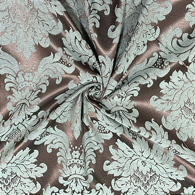 Tecido Jacquard Medalhão Tiffany e Marrom Festiva 25