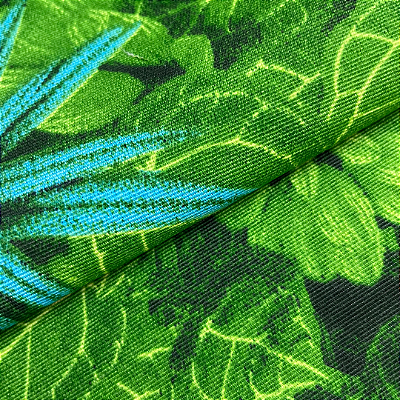 Tecido Jacquard Folhagem Azul Festiva 53