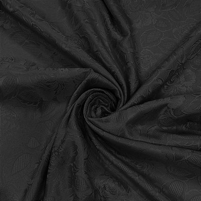 Tecido Jacquard Medalhão Córdoba Adamascado Preto