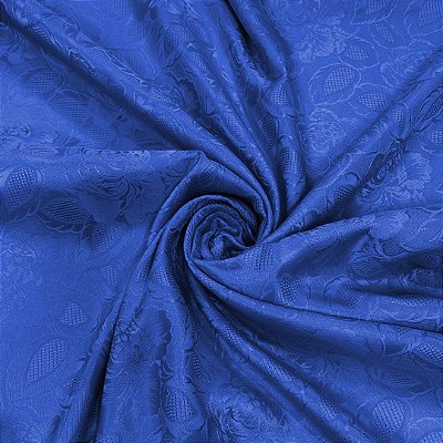 Tecido Jacquard Medalhão Córdoba Adamascado Azul Royal