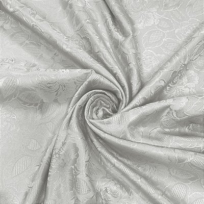 Tecido Jacquard Medalhão Córdoba Adamascado Branco