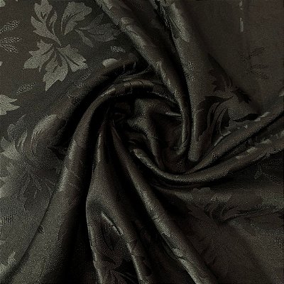 Tecido Jacquard Medalhão Viena Adamascado Preto