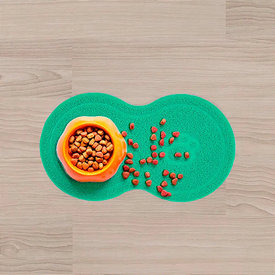 Tapete Pet Cão Vinílico 46x26CM Comida/Água Turquesa