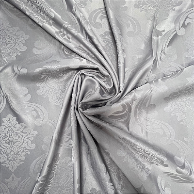 Tecido Jacquard Medalhão Adamascado London Prata