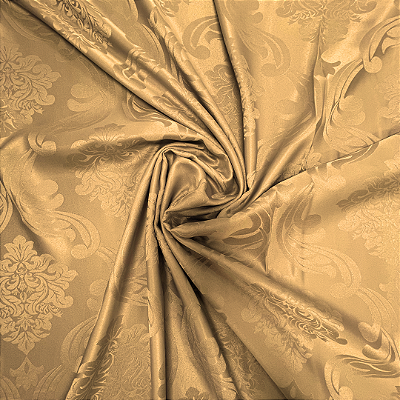 Tecido Jacquard Medalhão Adamascado London Ouro
