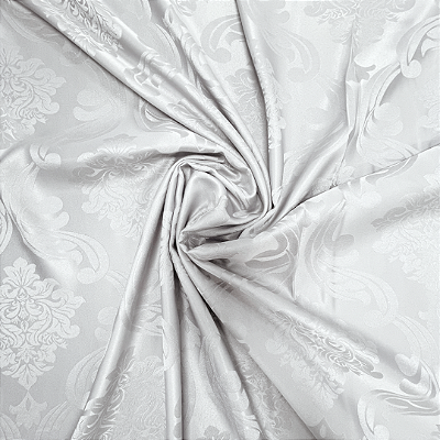Tecido Jacquard Medalhão Adamascado London Perola
