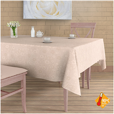 Toalha de Mesa Termica 1,40 de Largura -  Floral Bege
