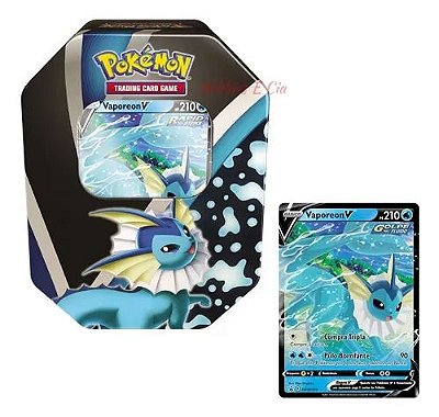 LATA POKÉMON TCG VAPOREON V - EVOLUÇÕES DE EEVEE