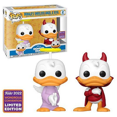 [ESTOQUE] FUNKO POP DISNEY PACK DONALD DUCK SHOLDER ANGEL AND DEVIL LIMITED EDITION 2022 EX