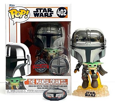 [ESTOQUE] FUNKO POP STAR WARS THE MANDALORIAN MANDALORIAN WITH THE CHILD + PIN EXCLUSIVO EX